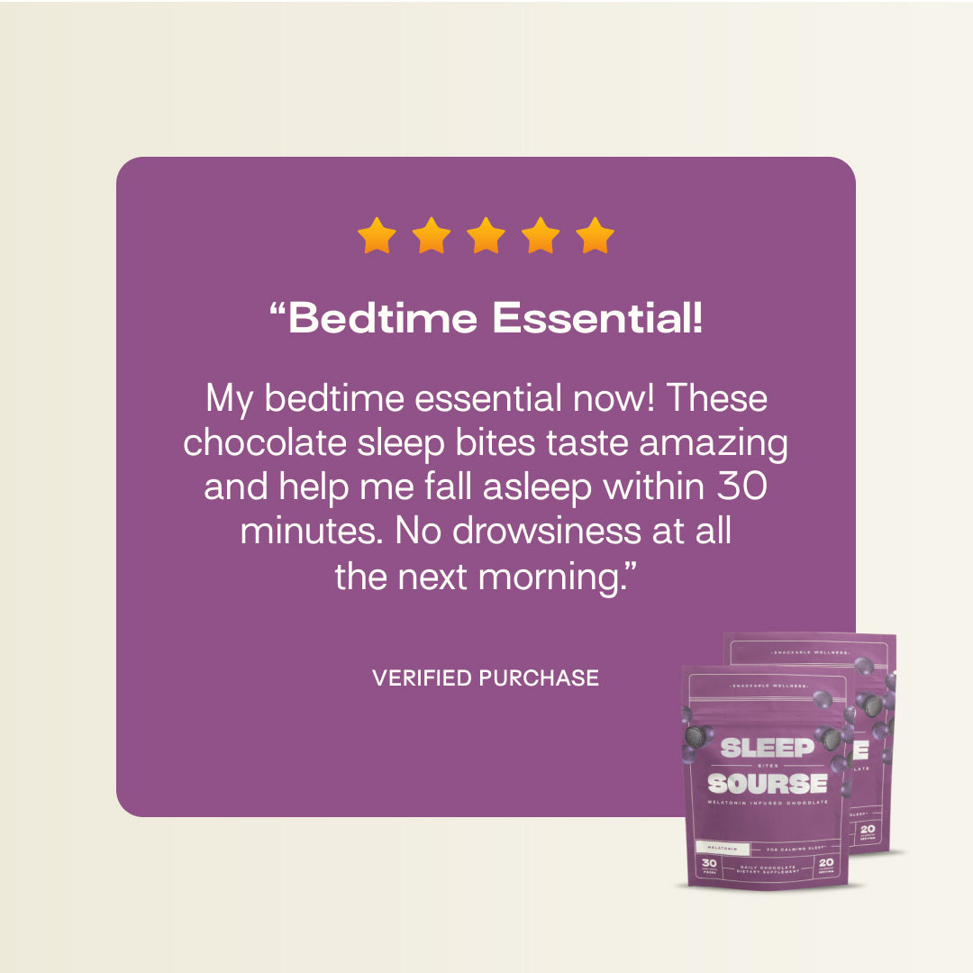 Two bags of Sourse Hair Grow vitamin-infused chocolate bites with purple candies.