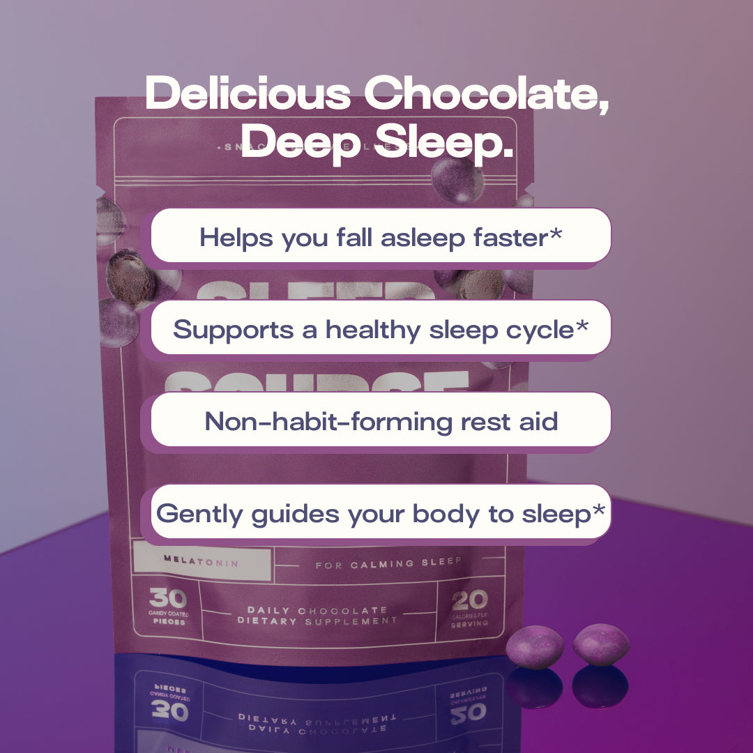 Two bags of Sourse Hair Grow vitamin-infused chocolate bites with purple candies.