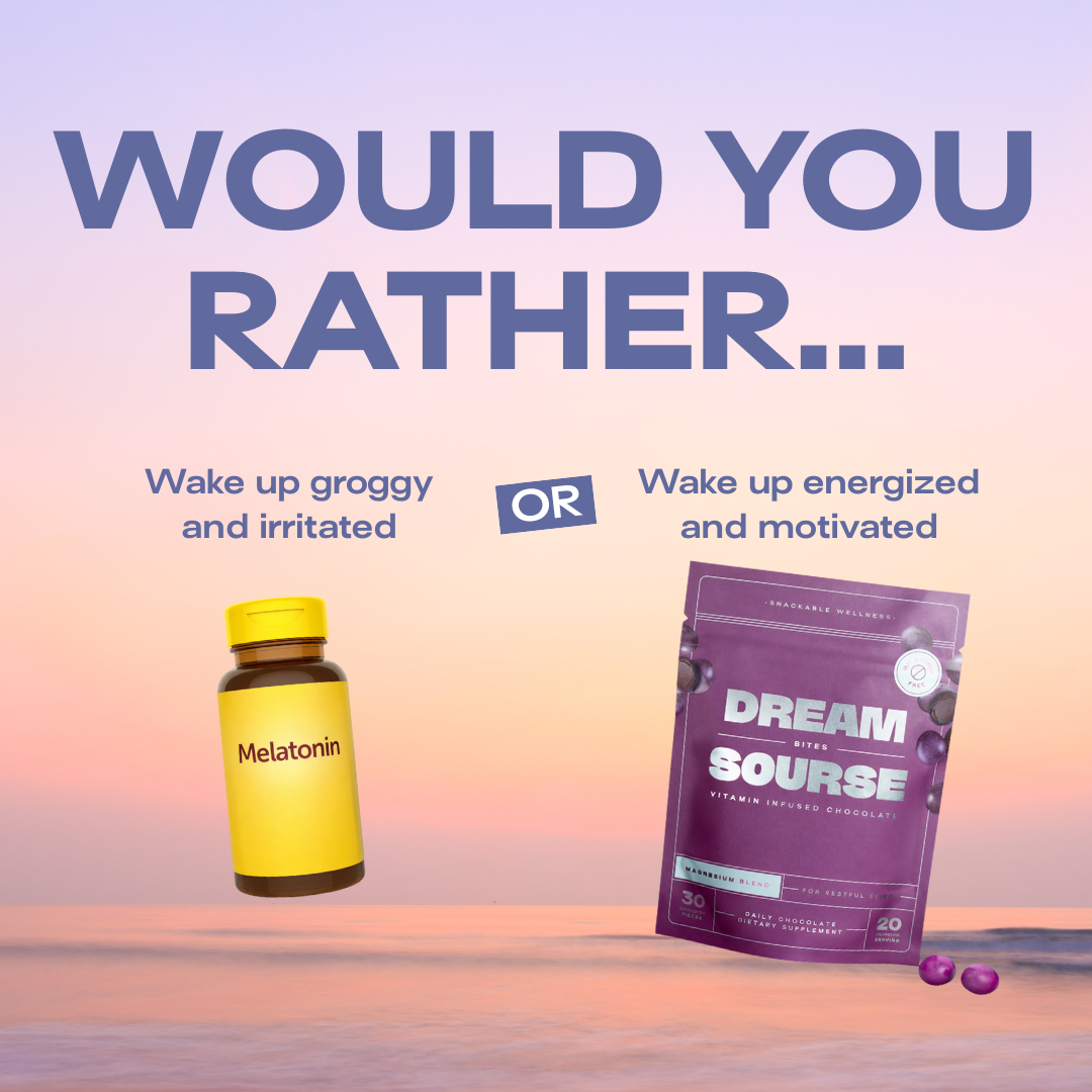 Two bags of Sourse Hair Grow vitamin-infused chocolate bites with purple candies.