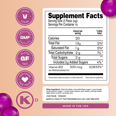 B12 Bites supplement facts