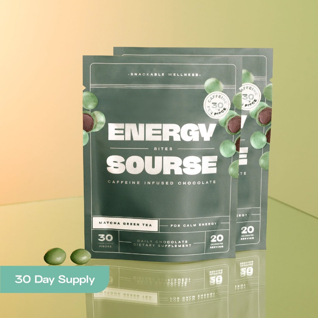 Energy Bites caffeine-infused chocolate, two pouches, 30 day supply