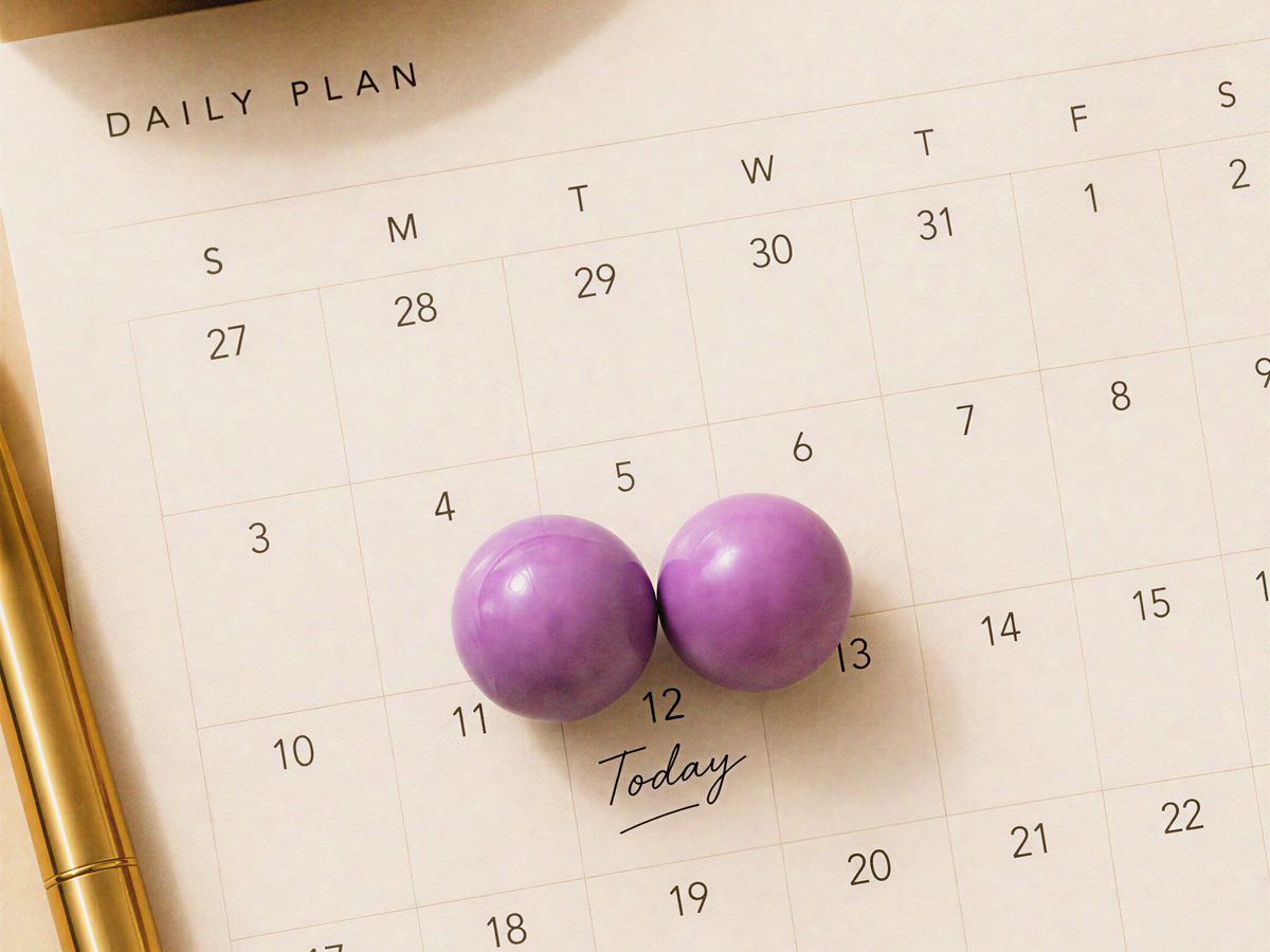 Two Hair Grow Bites resting on today's date of a daily plan calendar